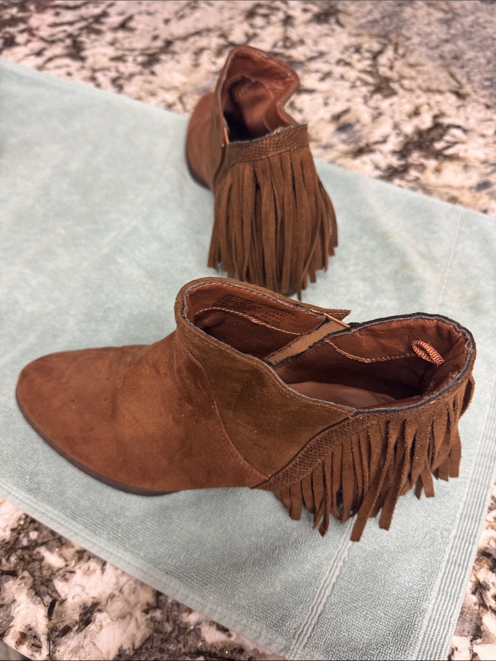 Faded Glory Brown Suede Fringe Ankle Boots